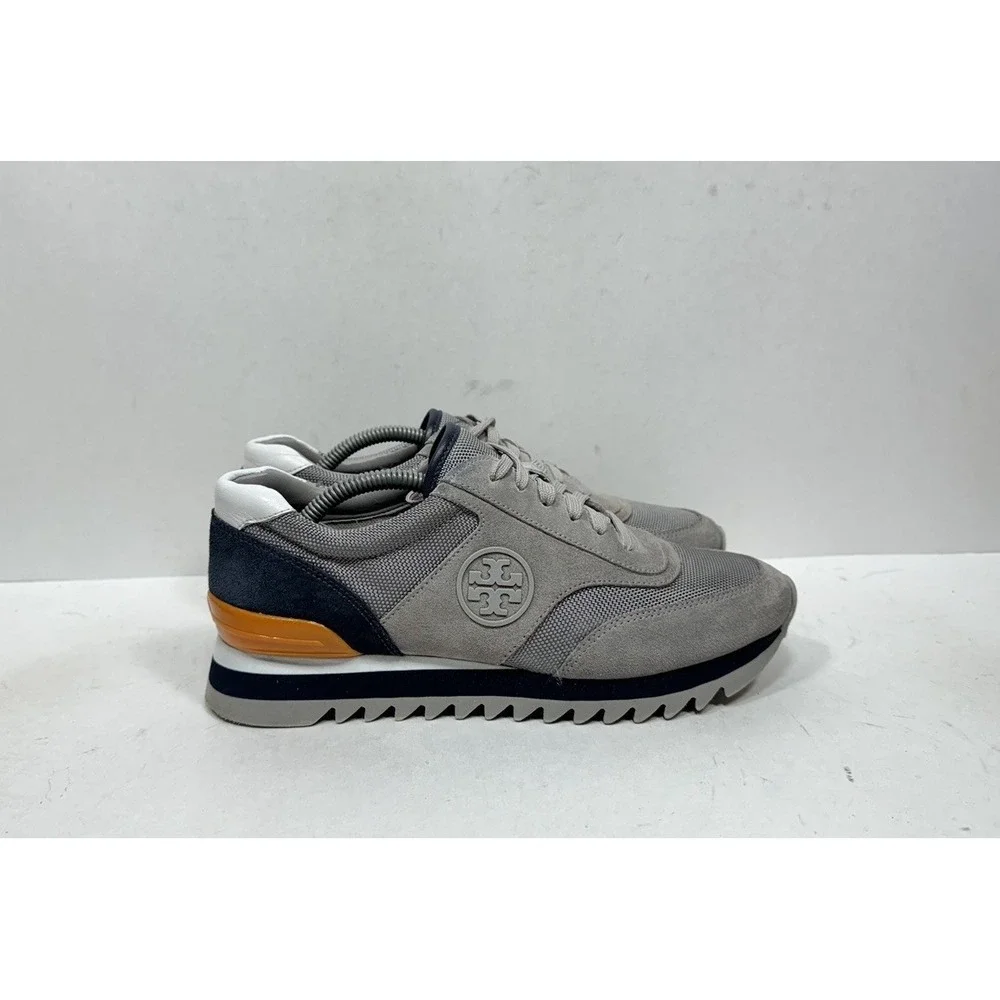 Tory Burch Sawtooth Sneakers Grey Suede Mesh Size Women's Size 7 M Shoes